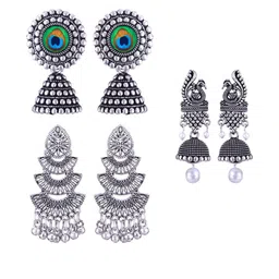 Sangria Silver-Plated Alloy Jhumkas-picture-31