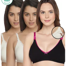 Inner Sense Pack Of 3 Organic Cotton Antimicrobial Soft Nursing Bra - White & Black-picture-35