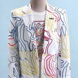 Dapper Dudes Full Sleeves Abstract Printed Blazer With Tee - Multi Colour-picture-27