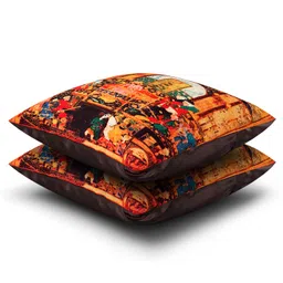 Sej By Nisha Gupta Mughal Premium 16 By 16 Cushion Covers Set of 2- Yellow image 2