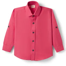 Rikidoos Full Sleeves Solid Shirt - Pink image 2