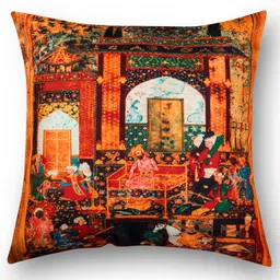 Sej By Nisha Gupta Mughal Premium 16 By 16 Cushion Covers Set of 2- Yellow image 3