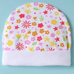 Ben Benny 100% Cotton Knit Cap Mittens & Booties Set With Floral Print White - Diameter 9 cm image 3