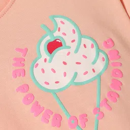 Doreme Single Jersey Knit Half Sleeves T-Shirt with The Power Of Standing Text Print - Peach image 3