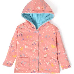 Mi Arcus Full Sleeves Polka Dots & Flower Printed   Reversible Jacket -   Sky Blue image 5