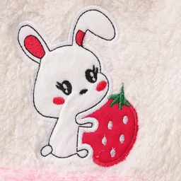 Mark & Mia Full Length Raglan Sleeves Hooded Winter Wear Night Suit with Kangaroo Pocket & Bunny Patch - Pink & White image 4