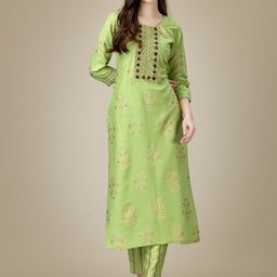 HI FI NX Floral Embroidered Straight Kurta With Churidar-picture-2