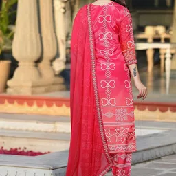 STYLENZA Women Ethnic Motifs Printed Regular Sequinned Kurta with Trousers & With Dupatta image 3