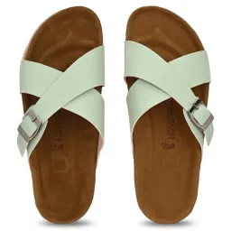 hoversoul Hoversole Women's Xena Pistachio Cork Cross Strap Sandals image 4