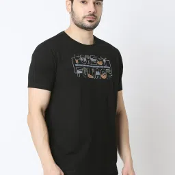Spykar Black Slim Fit Printed T-Shirt image 4