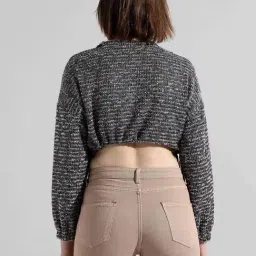 Pinacolada Grey Cotton Regular Fit Textured Top image 2