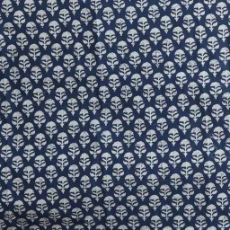 Unnati Silks White & Blue Cotton Printed Saree With Unstitched Blouse image 4