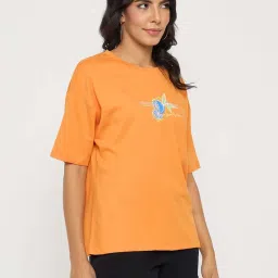 Madame Orange Cotton Regular Fit Printed T-Shirt image 4