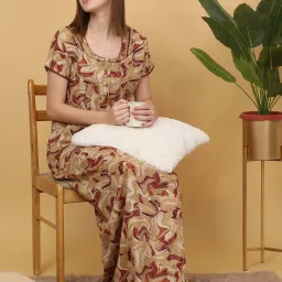 Sweet Dreams Beige Cotton Printed Nighty image 4