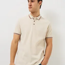 Spykar White Cotton Slim Solid Polo T-Shirt-picture-36