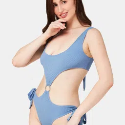 Secrets By ZeroKaata Blue Plain Swim Bodysuit image 4