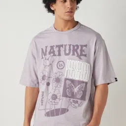 Bewakoof Purple Cotton Relaxed Fit Printed T-Shirt-picture-42