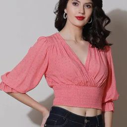 Label Ritu Kumar Pink Printed Crop Top-picture-4