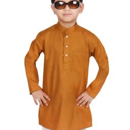 SG Yuvraj Kids Orange Solid Full Sleeves Kurta-picture-26