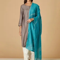 Fabindia Blue Embroidered Dupatta-picture-21