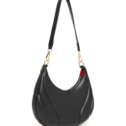 Styli Black Textured Hobo Bag image 4