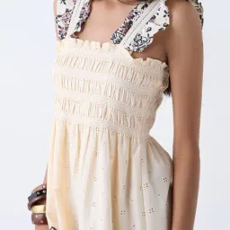 Bombay Paisley by Westside Cream Embroidered Cotton A-Line Dress image 4