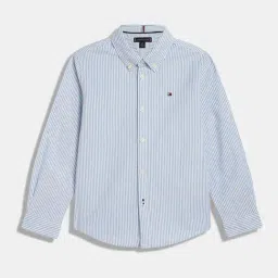 Tommy Hilfiger Kids Copenhagen Blue Striped Regular Fit Shirt-image-27