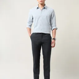 Arrow New York Blue Polyester Slim Fit Textured Formal Trousers image 4