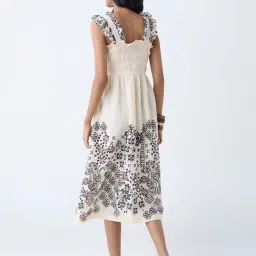 Bombay Paisley by Westside Cream Embroidered Cotton A-Line Dress image 2