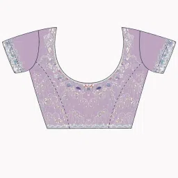 Saree Mall Lavendar Net Embellished Saree with Blouse Piece image 4