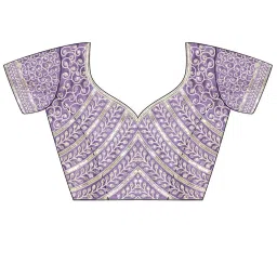 Saree Mall Lavendar Organza Embellished Saree with Blouse Piece image 4