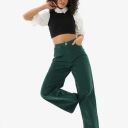 The Souled Store Teal Relaxed Fit Pants image 4