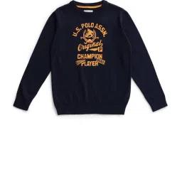 U.S. Polo Assn. Kids Navy Printed Full Sleeves Sweater image 4