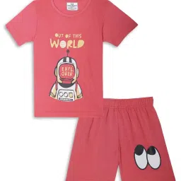 Vimal Jonney Kids Red & Pink Printed T-Shirt Set image 4