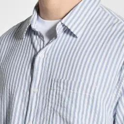 American Eagle Outfitters Blue Cotton Regular Fit Striped Shirt image 4