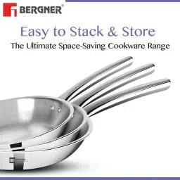 Bergner BE Essentials Silver Stainless Steel Frypan (24 cm) image 4