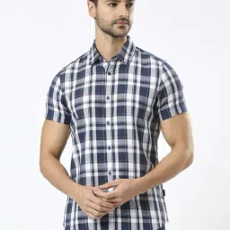 Being Human Dark Blue Slim Fit Checks Shirt-picture-39