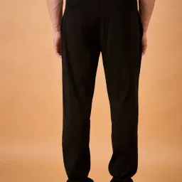Club York Black Cotton Blend Regular Fit Solid Trackpants image 2