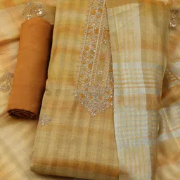 Meena Bazaar Embroidered Thread Work Unstitched Dress Material-picture-15