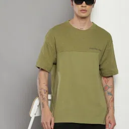 Calvin Klein Jeans Green Cotton Regular Fit Self Pattern T-Shirt image 4
