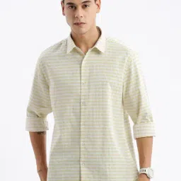 showoffff Showoff Yellow Cotton Slim Fit Checks Shirt-picture-22