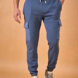 Club York Blue Cotton Blend Regular Fit Solid Joggers-picture-10