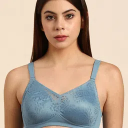 Triumph Women Blue Lace Non Padded Lace Minimizer Bra 100I526-image-90