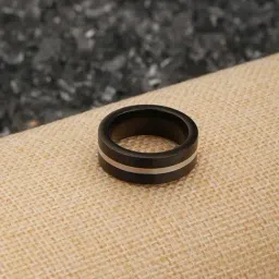 Aatmana Men Black Classic Grooved Centre Band Ring-image-95