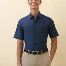 Allen Solly Navy Cotton Slim Fit Texture Shirt-picture-27