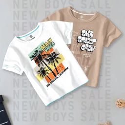 Codez Kids White & Brown Printed T-Shirt (Pack Of 2)-picture-5