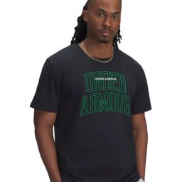 Under Armour Black Heavyweight Varsity Mix Logo Printed Relaxed Fit T-Shirt-picture-12