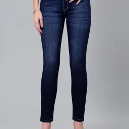 Cantabil Dark Blue Skinny Fit Mid Rise Stretchable Jeans-image-0