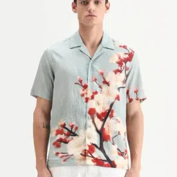 Rare Rabbit Blue Viscose Rayon Printed Relaxed Fit Shirt image 2