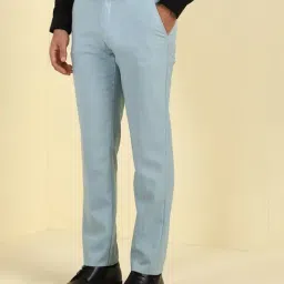 Allen Solly Blue Slim Fit Textured Trousers image 3
